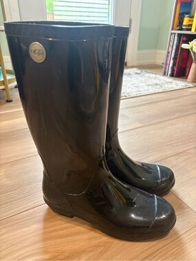 UGG Glossy Black Tall Rain Boots